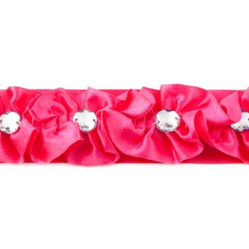 Satinband 40 mm Fuchsia mit Strasssteinen